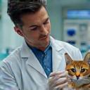 Vet providing emergency care for a sick cat